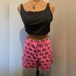 crown & ivy Pink Elephant Patterned Women's Shorts